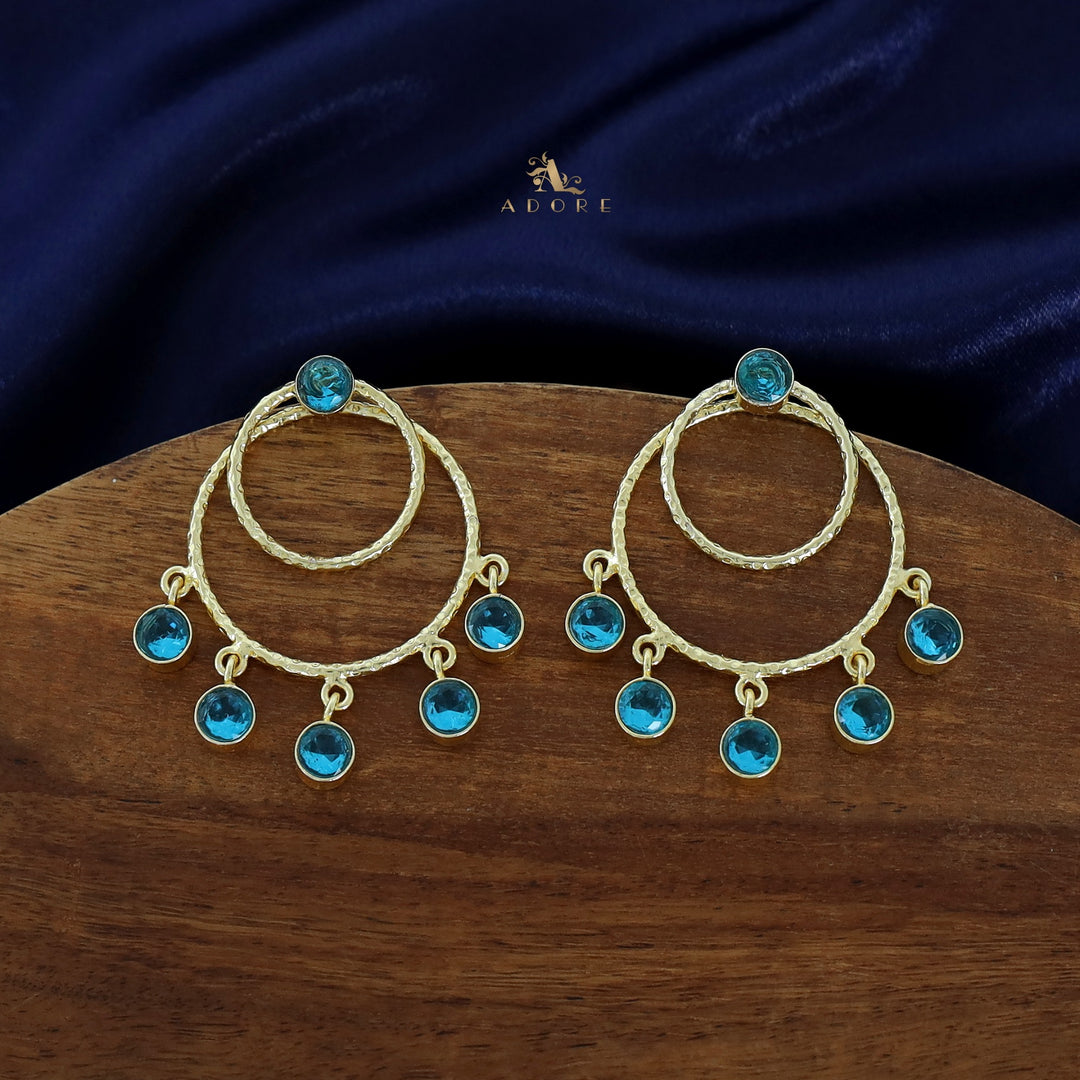 Gretel Dual Golden Hammered Round Glossy 2 in 1 Earring