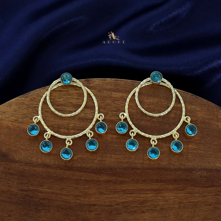 Gretel Dual Golden Hammered Round Glossy 2 in 1 Earring