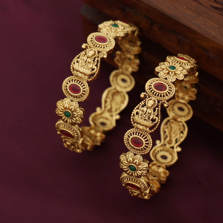 Kanupriya Lekshmi Oval Flower Bangle (Set Of 2)