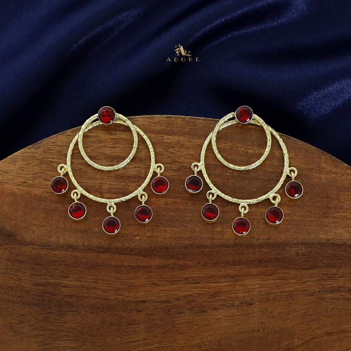 Gretel Dual Golden Hammered Round Glossy 2 in 1 Earring