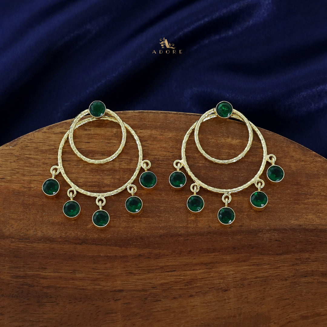 Gretel Dual Golden Hammered Round Glossy 2 in 1 Earring