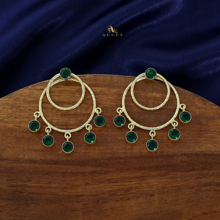 Gretel Dual Golden Hammered Round Glossy 2 in 1 Earring