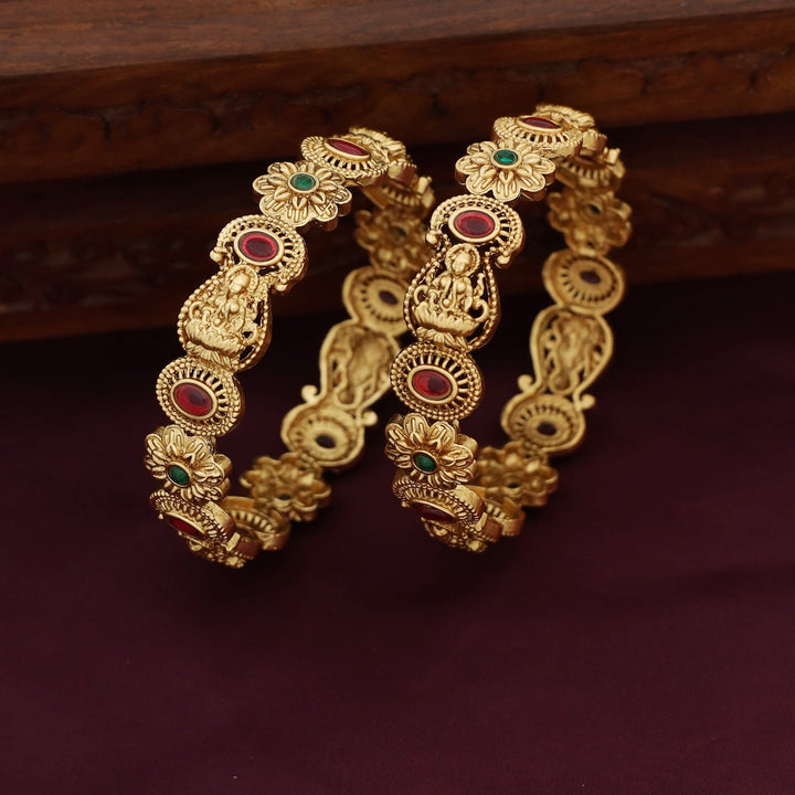 Kanupriya Lekshmi Oval Flower Bangle (Set Of 2)