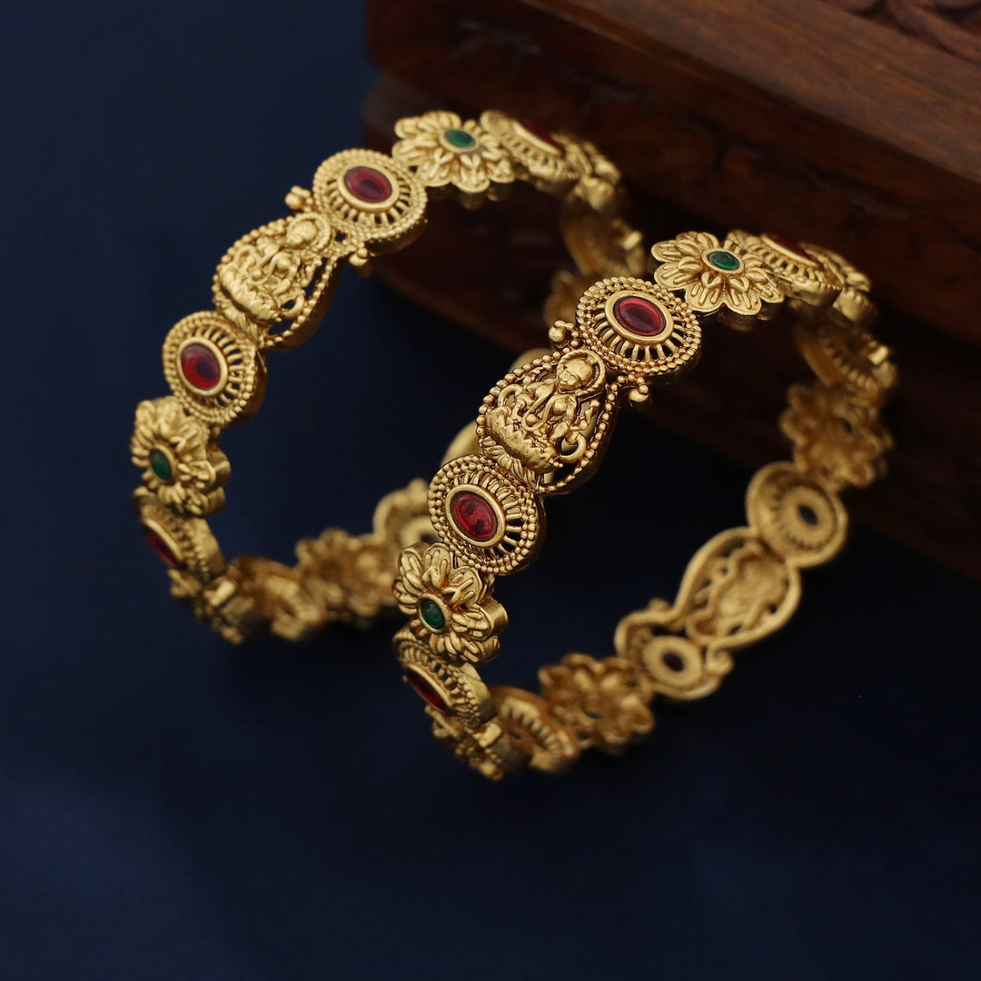 Kanupriya Lekshmi Oval Flower Bangle (Set Of 2)