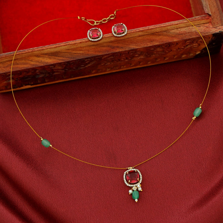 Ishana Beaded Pearl String Neckpiece With Stud
