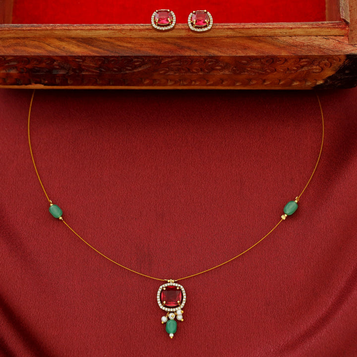 Ishana Beaded Pearl String Neckpiece With Stud