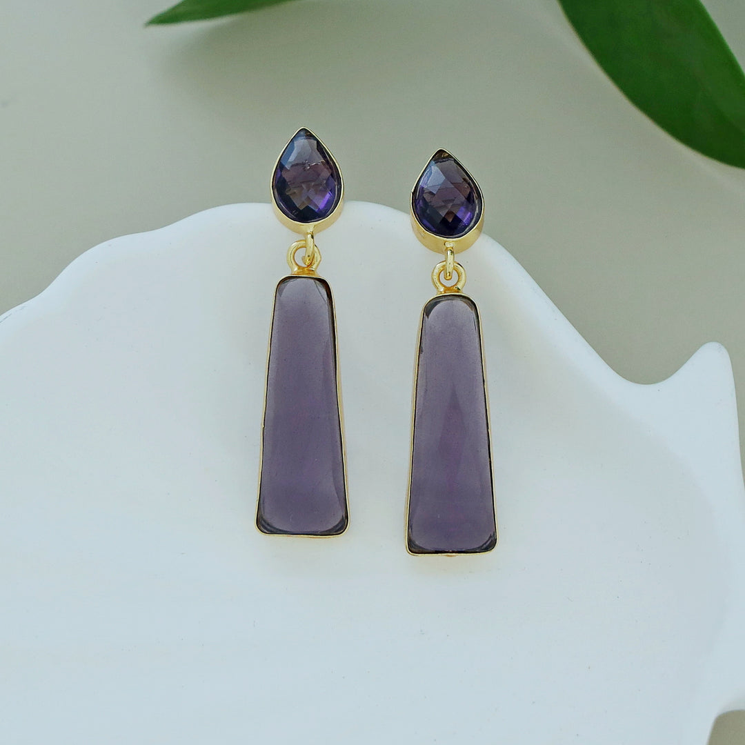 Chris Glossy Stone Drop Earring
