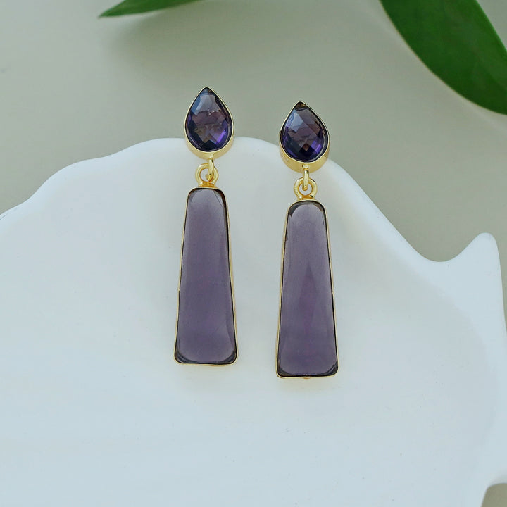 Chris Glossy Stone Drop Earring