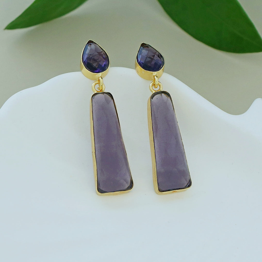 Chris Glossy Stone Drop Earring
