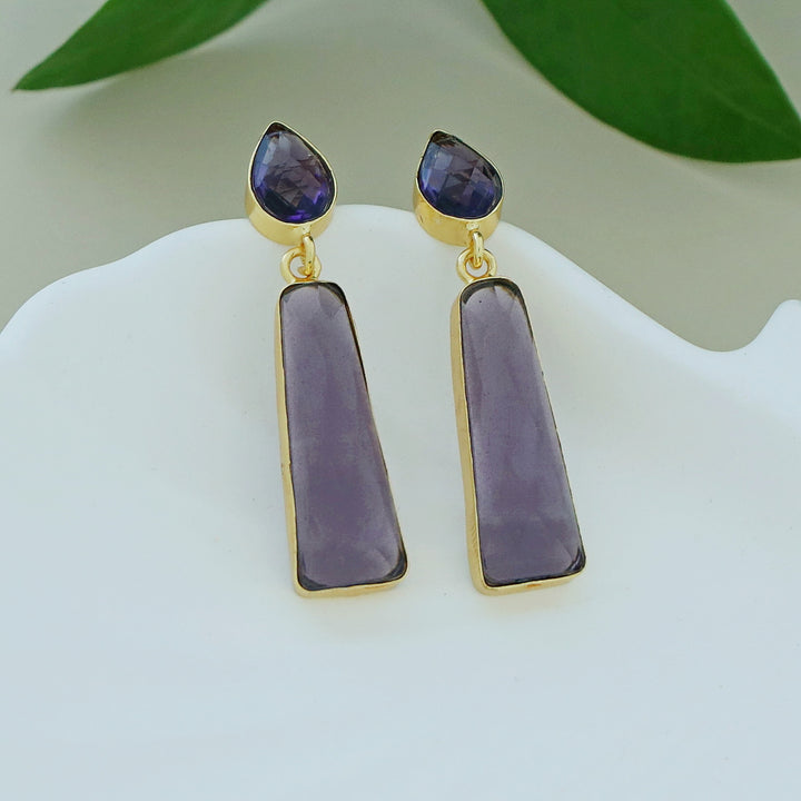 Chris Glossy Stone Drop Earring
