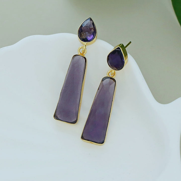 Chris Glossy Stone Drop Earring