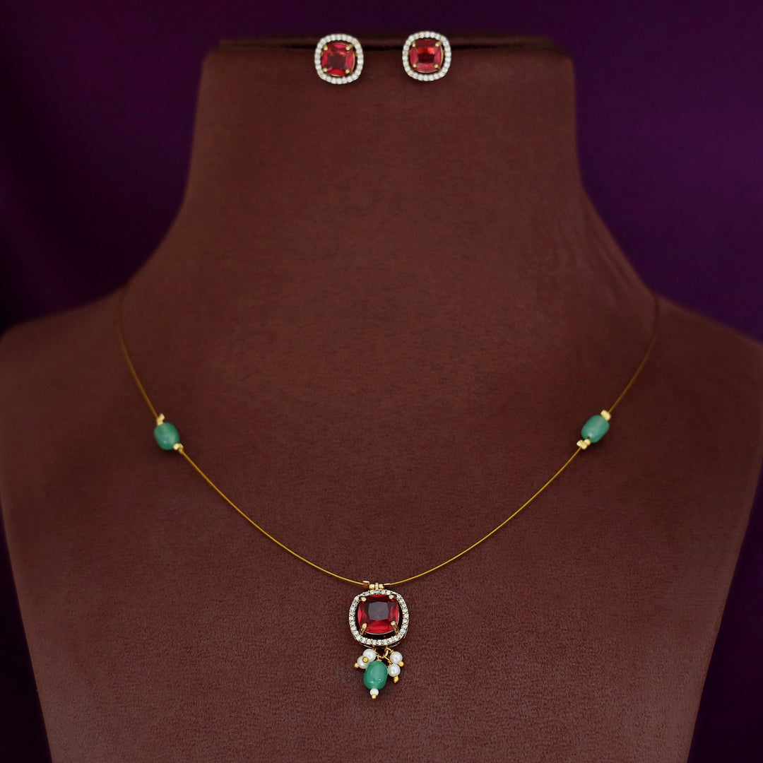 Ishana Beaded Pearl String Neckpiece With Stud