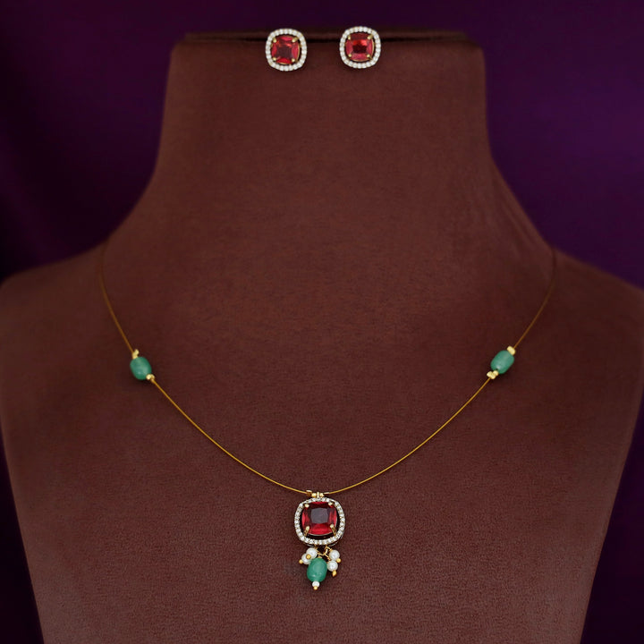 Ishana Beaded Pearl String Neckpiece With Stud
