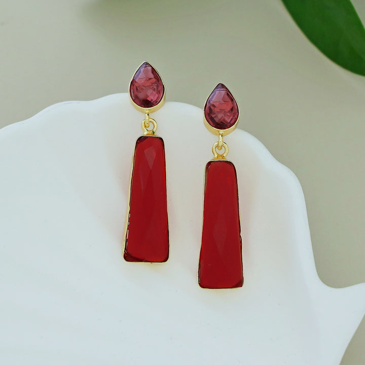 Chris Glossy Stone Drop Earring