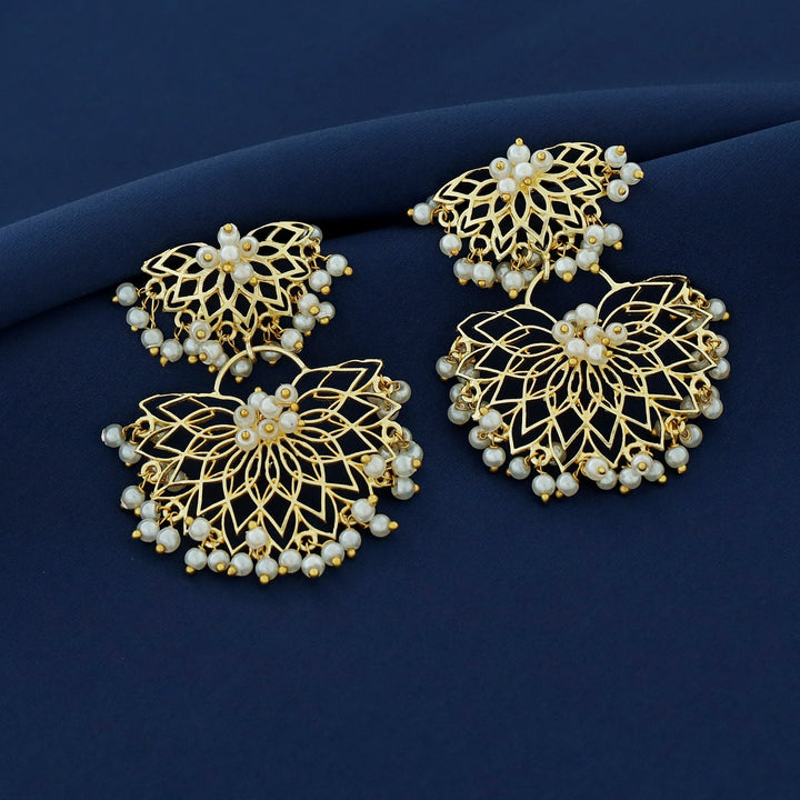 Dhana 2 Layer Lotus Pearl Earring