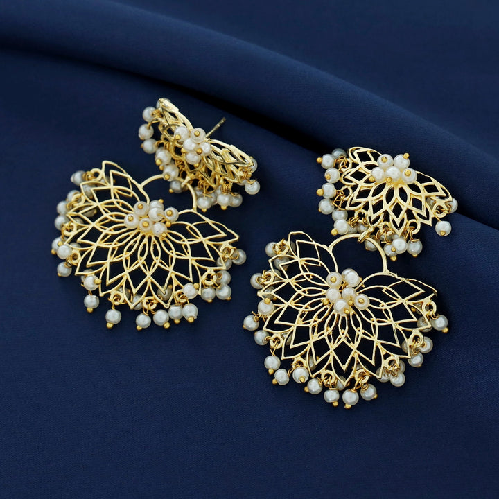 Dhana 2 Layer Lotus Pearl Earring