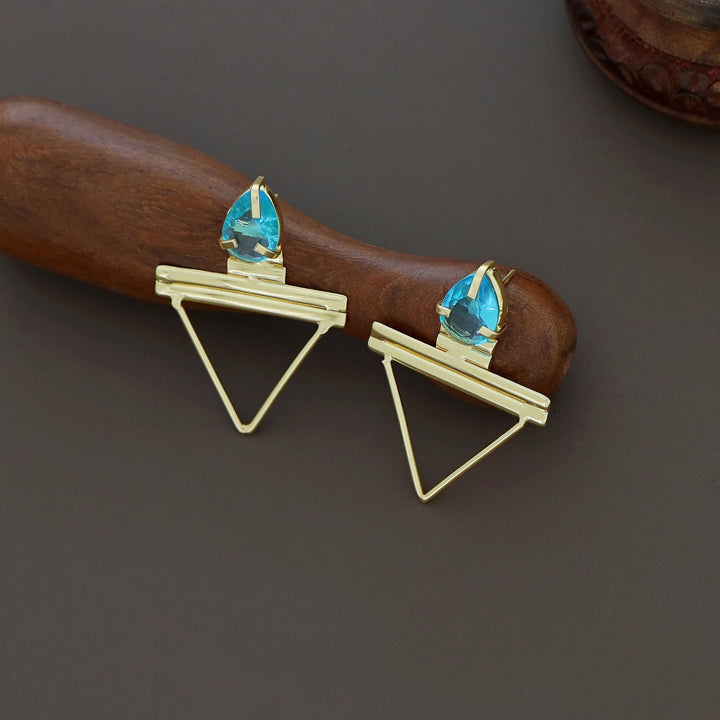 Lilly Golden Triangle Claw Glossy Earring