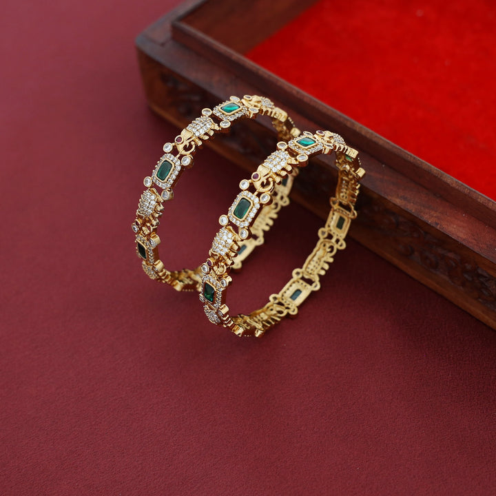 Samartha Airavath AD Stone Bangle (Set Of 2)