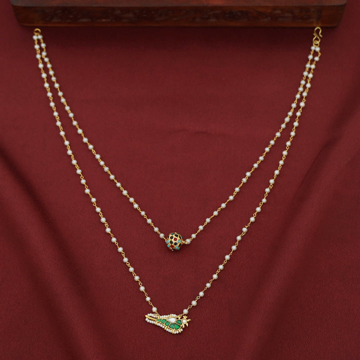 Avasa 2 Layer Carly Pearl Golden Ball Bird Neckpiece