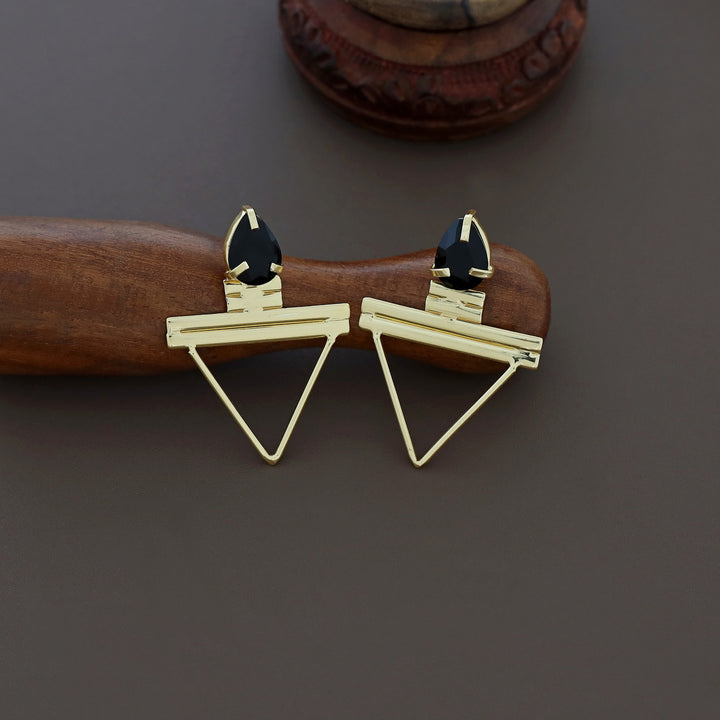 Lilly Golden Triangle Claw Glossy Earring