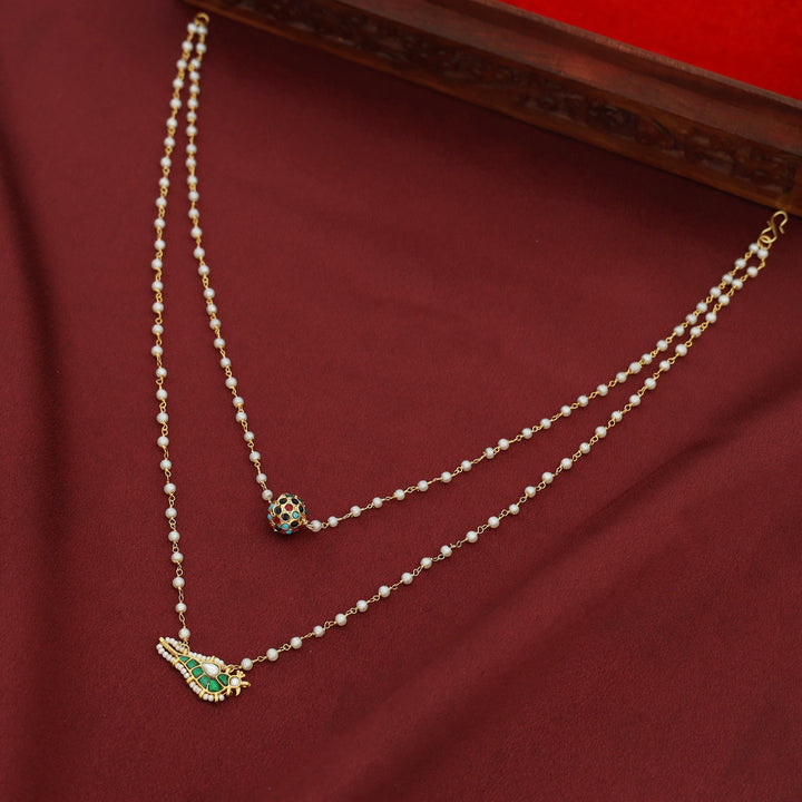 Avasa 2 Layer Carly Pearl Golden Ball Bird Neckpiece