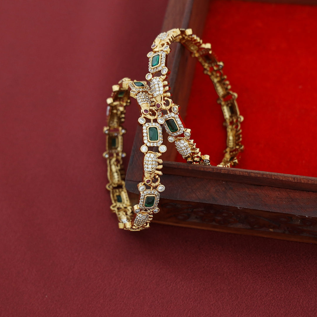 Samartha Airavath AD Stone Bangle (Set Of 2)