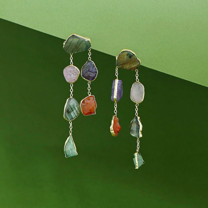Mawar Tassel Raw Stone Earring
