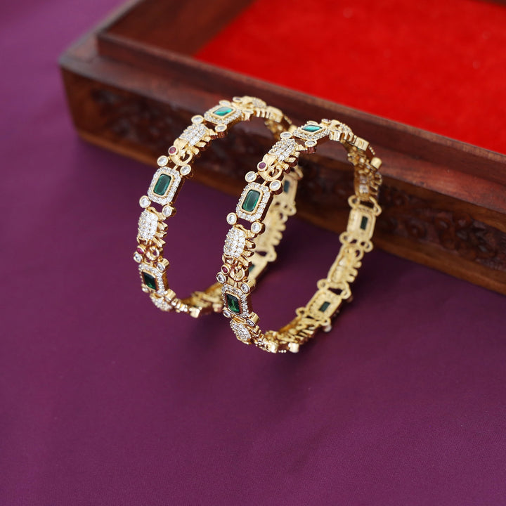 Samartha Airavath AD Stone Bangle (Set Of 2)