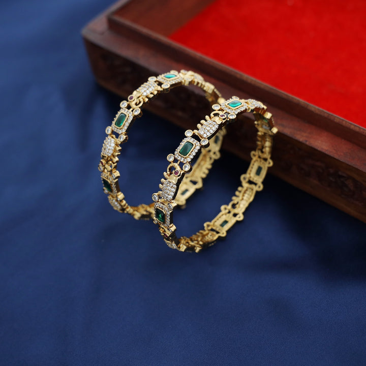 Samartha Airavath AD Stone Bangle (Set Of 2)