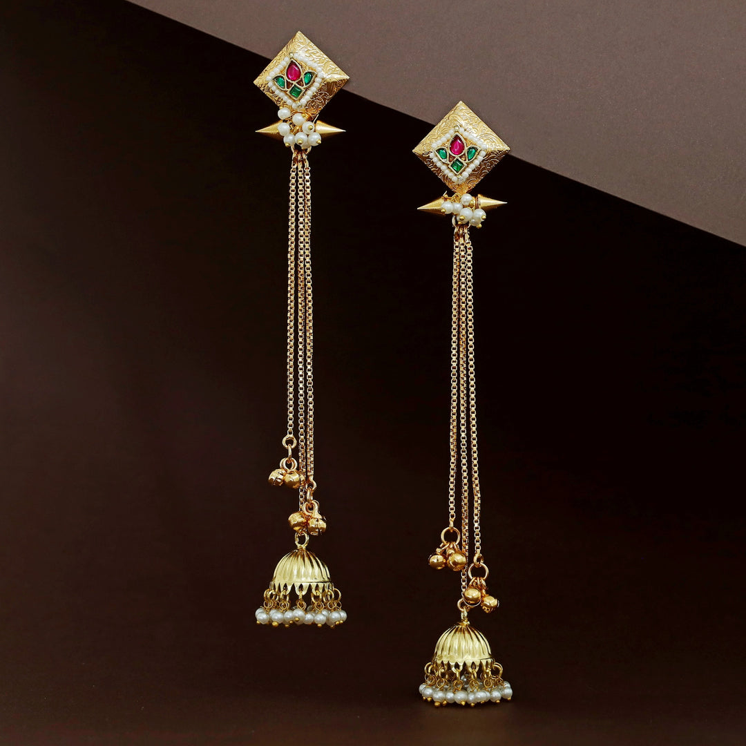 Kashmiri Golden Long Ghungroo Jhumka