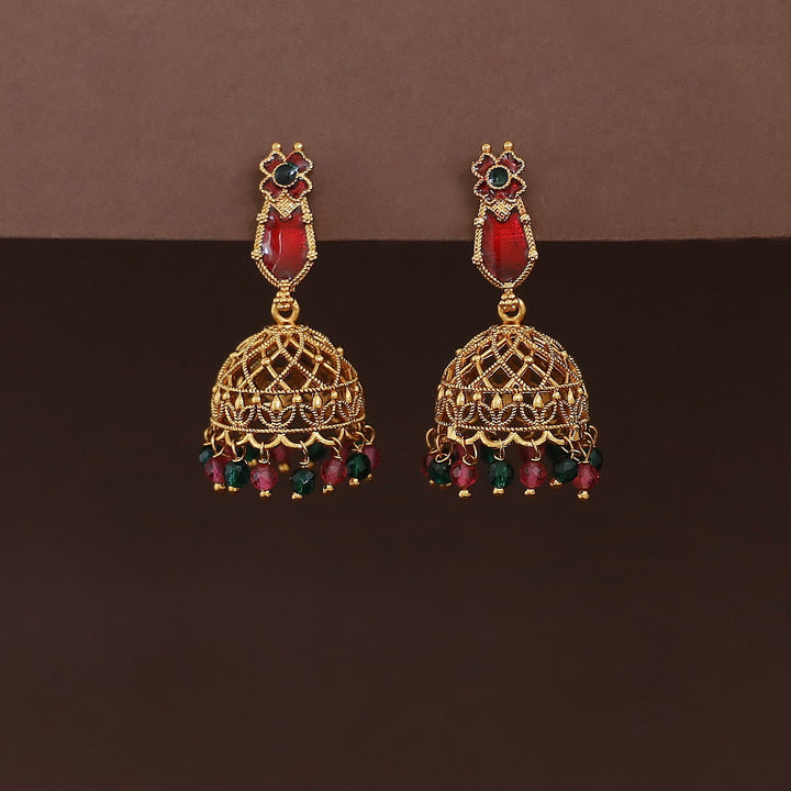 Kadhapriya Palakka Beaded Jhumka