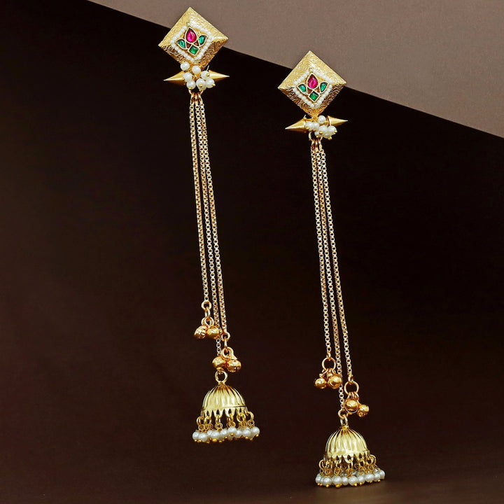 Kashmiri Golden Long Ghungroo Jhumka