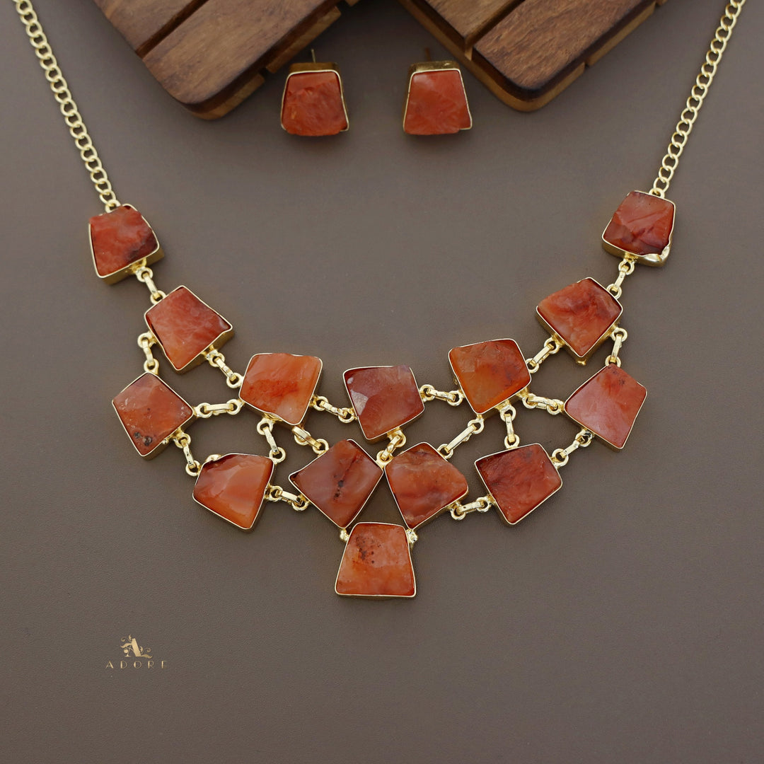 Ziya Raw Stone Neckpiece With Stud