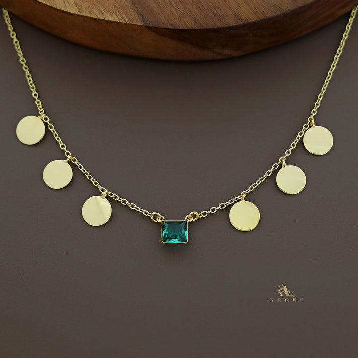 Golden Coins And Square Glossy Neckpiece