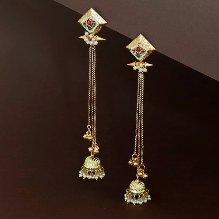 Kashmiri Golden Long Ghungroo Jhumka
