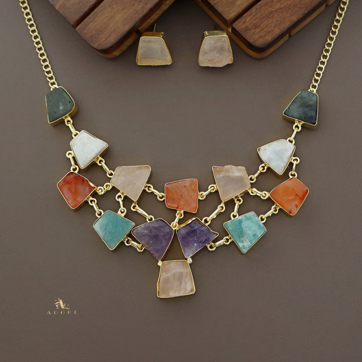 Ziya Raw Stone Neckpiece With Stud