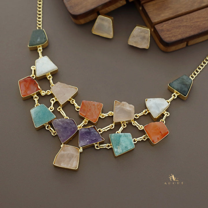 Ziya Raw Stone Neckpiece With Stud