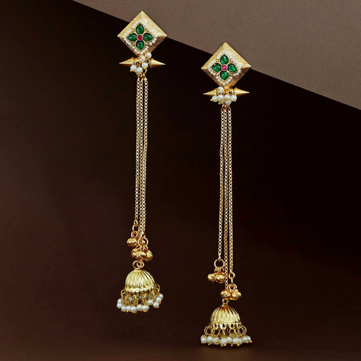 Kashmiri Golden Long Ghungroo Jhumka
