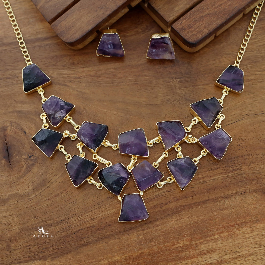 Ziya Raw Stone Neckpiece With Stud