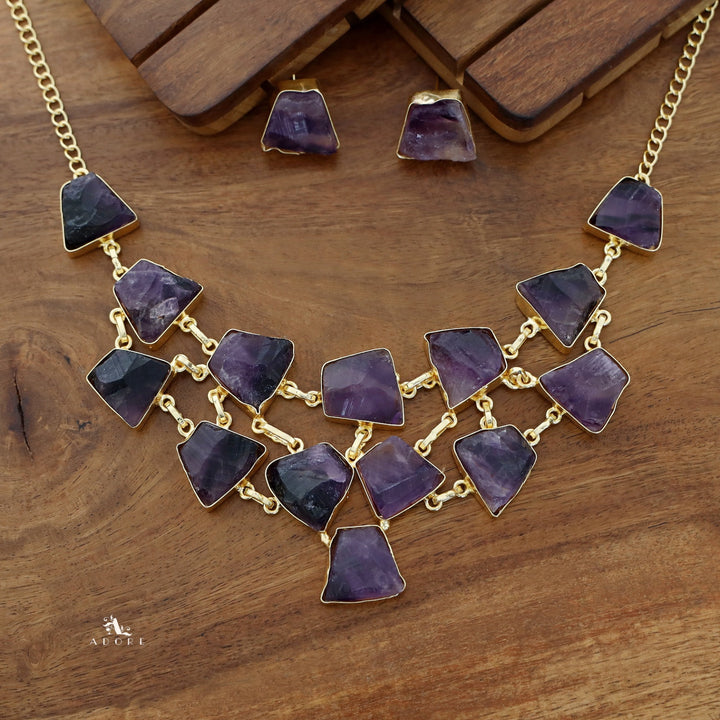 Ziya Raw Stone Neckpiece With Stud