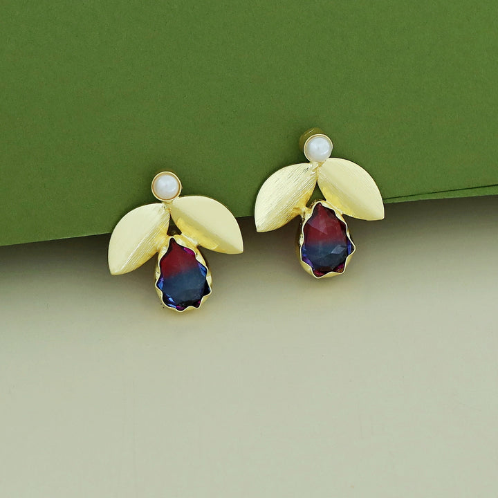 Ajala 2 Fold Leaf Glossy With Pearl Earring