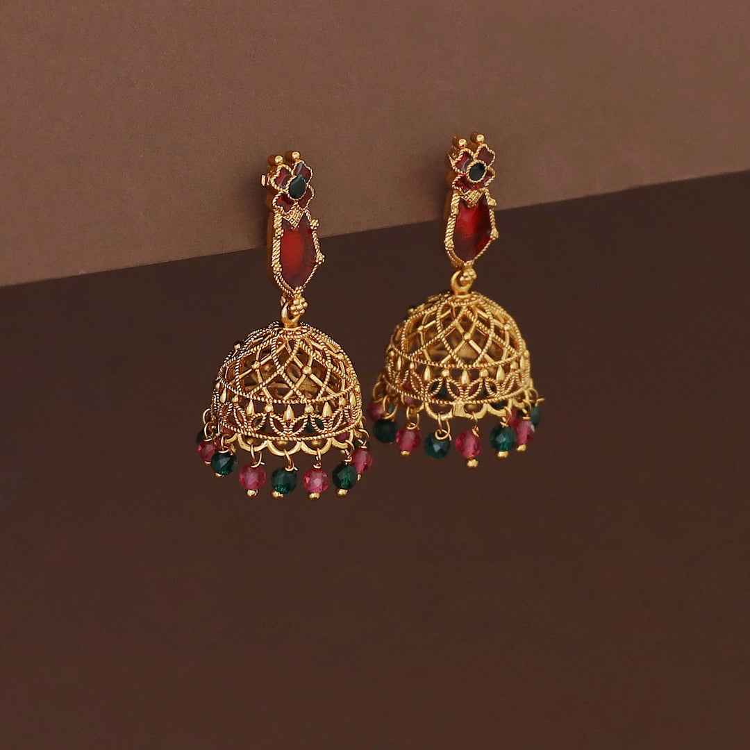 Kadhapriya Palakka Beaded Jhumka