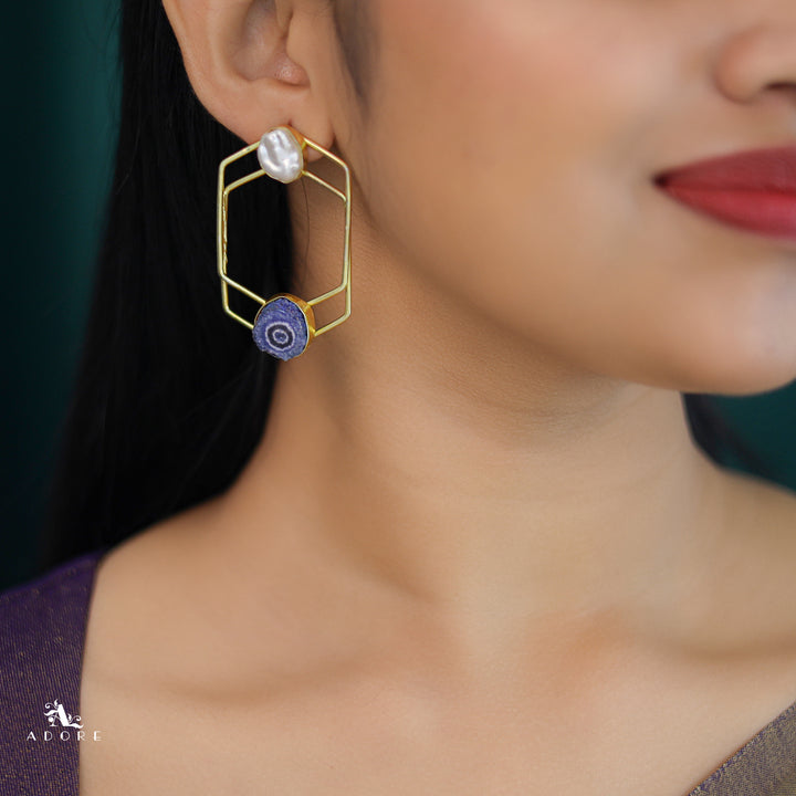 Mellanie Golden Baroque + Solar Agate Earring
