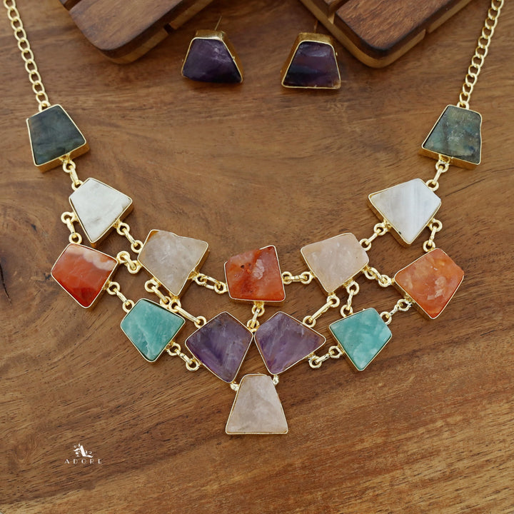 Ziya Raw Stone Neckpiece With Stud