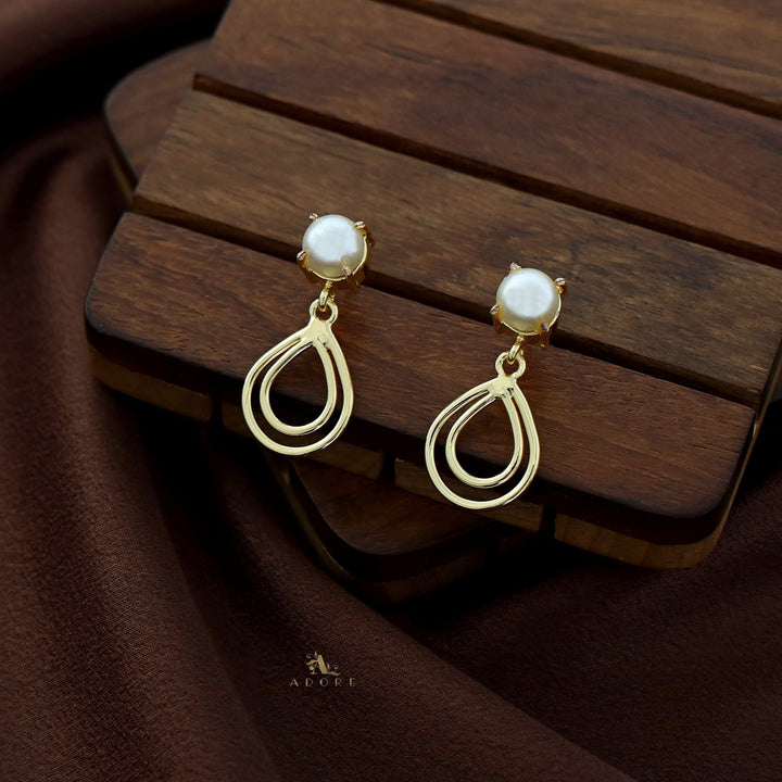 Round Glossy Twin Layer Drop Earring