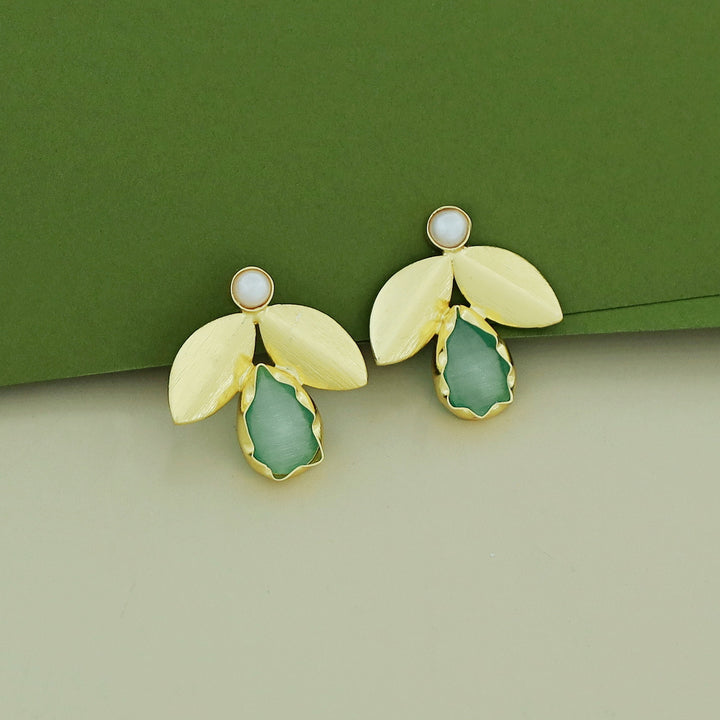 Ajala 2 Fold Leaf Glossy With Pearl Earring