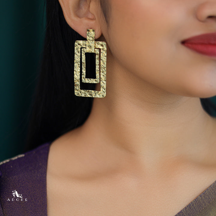 Marilyn Golden Textured Dual Rectangle Earring