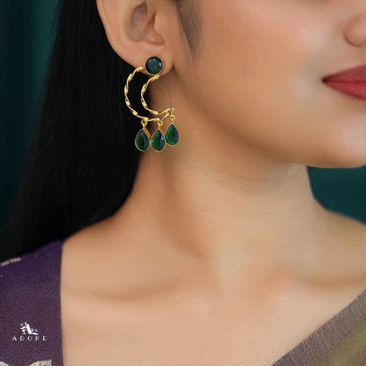 Abeetha Golden Half Moon Glossy Stone Earring