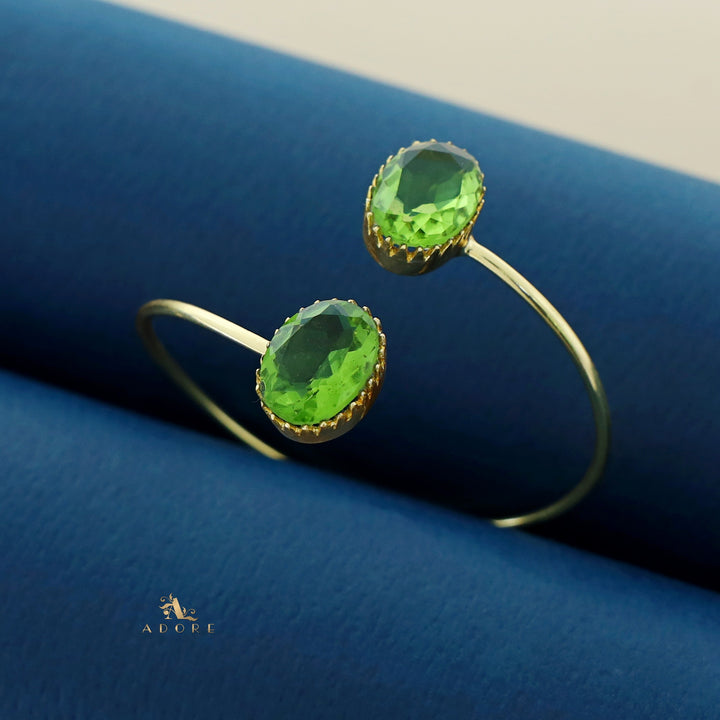 Aurora Golden Dual Oval Glossy Claw Bangle