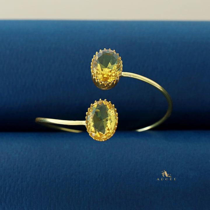 Aurora Golden Dual Oval Glossy Claw Bangle